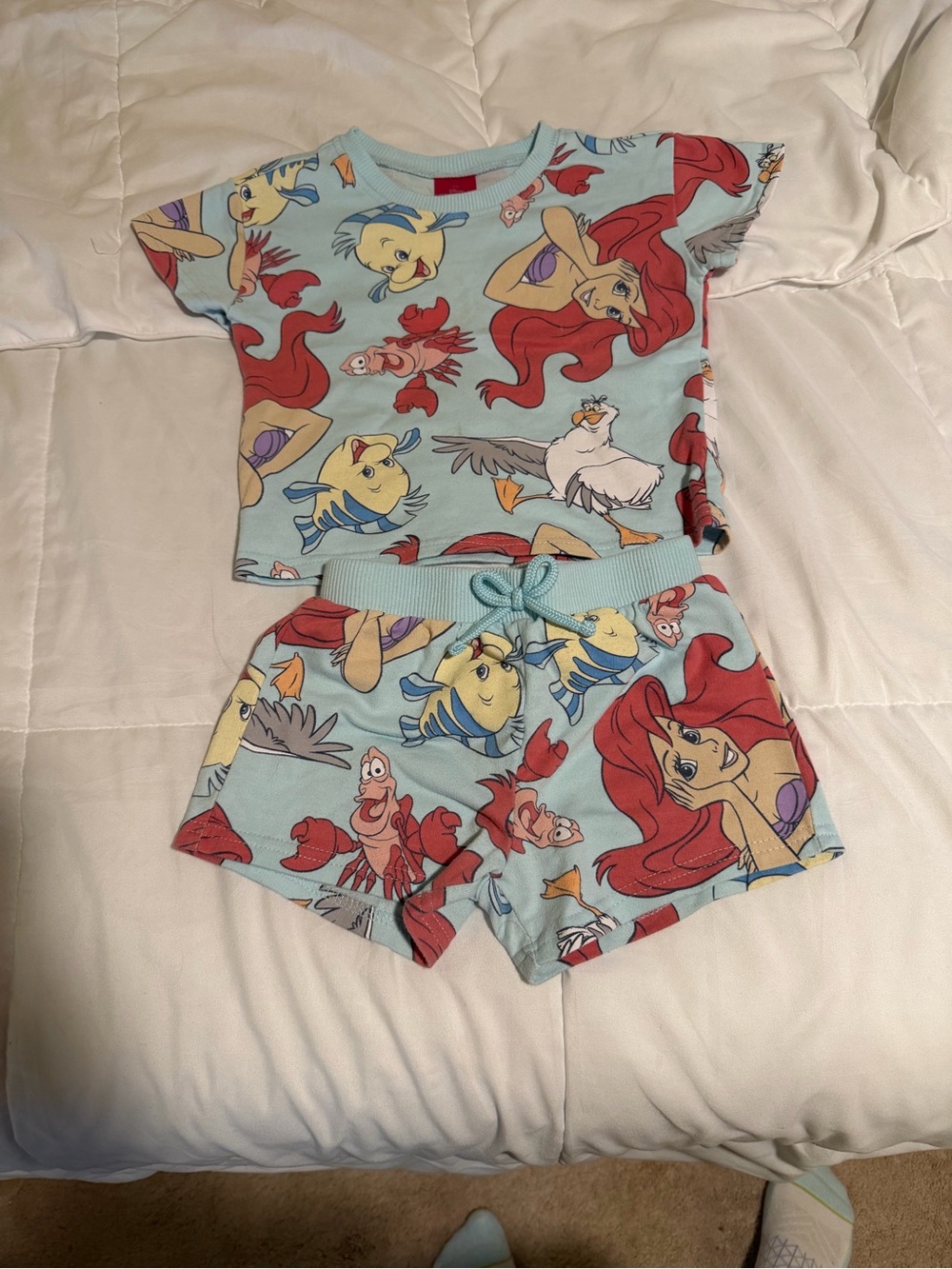 Disney Little Mermaid Blue and Red Girls Pajama Set